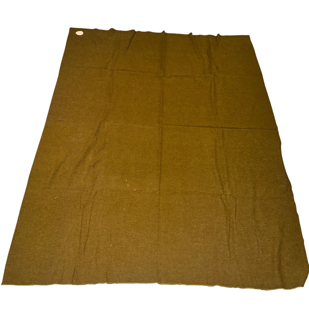 Leaksville Woolen Mills WWII US Army Wool Blanket Olive Drab 60x72 1944 Type 1